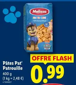 Lidl Melissa Pâtes Pat' Patrouille offre