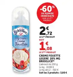 U Express BRIDELICE Crème Fouettée offre