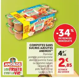 U Express ANDROS Compotes sans sucres ajoutés offre