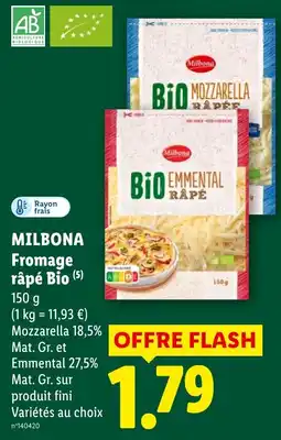 Lidl Milbona Fromage râpé Bio offre