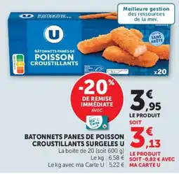 U Express U Bâtonnets panés de poisson croustillants offre