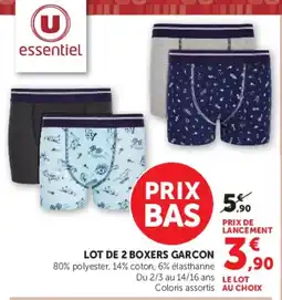 Hyper U essentiel BOXERS GARCON offre