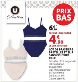 Hyper U U collection lot de brassiere bretelles et slip sans couture fille offre