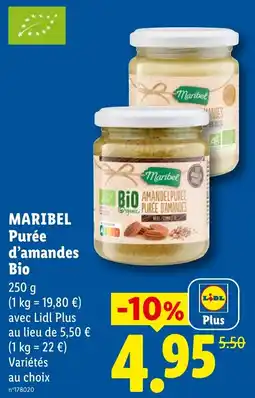 Lidl Maribel Purée d'amandes Bio offre