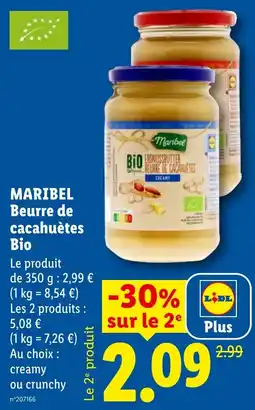 Lidl Maribel Beurre de cacahuètes Bio offre