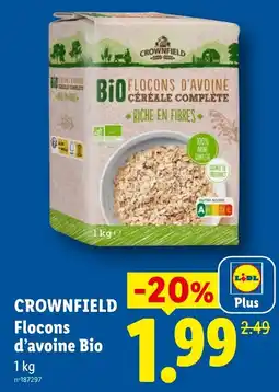 Lidl CROWNFIELD Flocons d'avoine Bio offre