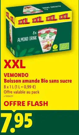 Lidl VEMONDO Boisson amande Bio sans sucre offre