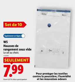 Lidl W5 Housses de rangement sous vide offre