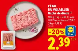 Lidl L'ÉTAL DU VOLAILLER Haché de dinde offre