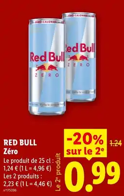 Lidl Red Bull Zéro offre