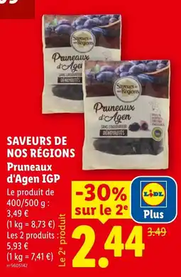 Lidl Saveurs de nos Régions Pruneaux d'Agen IGP offre