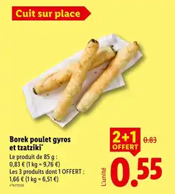 Lidl Borek poulet gyros et tzatziki offre