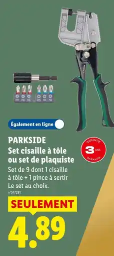 Lidl PARKSIDE Set cisaille à tôle ou set de plaquiste offre