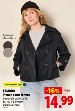 Lidl ESMARA Trench court femme offre