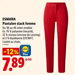 Lidl ESMARA Pantalon slack femme offre