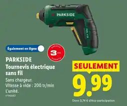 Lidl PARKSIDE Tournevis électrique sans fil offre