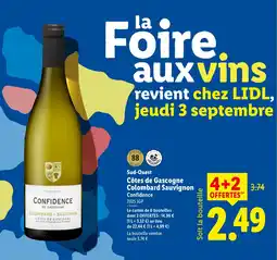 Lidl Sud-quest coyes de gascogne colombard sauvignon offre