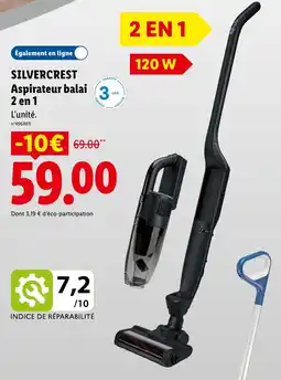 Lidl SILVERCREST Aspirateur balai 2 en 1 offre