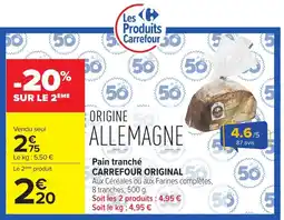 Carrefour Market Carrefour Pain tranché Original offre