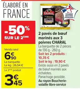 Carrefour Market CHARAL 2 pavés de bœuf marinés aux 3 poivres offre