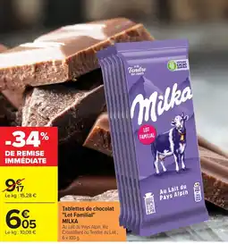 Carrefour Market MILKA Tablettes de chocolat "Lot Familial" offre