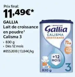Costco GALLIA Lait de croissance en poudre offre