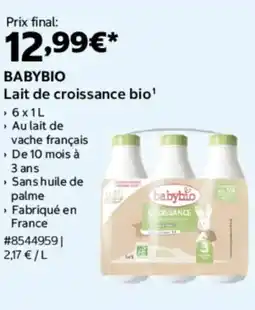 Costco BABYBIO Lait de croissance bio offre