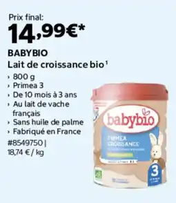 Costco BABYBIO Lait de croissance bio offre
