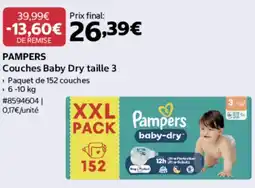 Costco PAMPERS Couches Baby Dry taille 3 offre