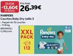 Costco PAMPERS Couches Baby Dry taille 5 offre