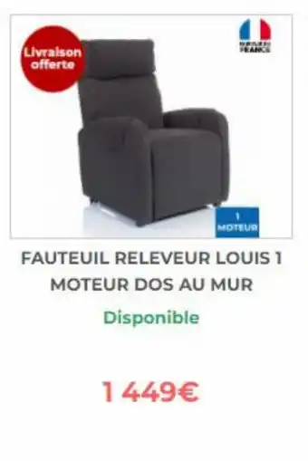 Fauteuil releveur louis 1 moteur dos au mur