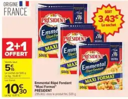 Carrefour Drive PRÉSIDENT Emmental Râpé Fondant offre