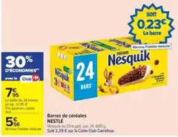 Carrefour Drive Nesquik Barres de céréales offre