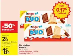 Carrefour Drive KINDER Biscuits Duo offre