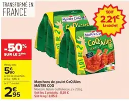 Carrefour Drive MAÎTRE COQ Manchons de poulet CoQ'Ailes offre