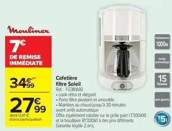 Moulinex - cafetière filtre soleil