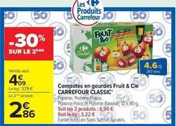Carrefour Drive Carrefour - compotes en gourdes fruit & cie classic offre