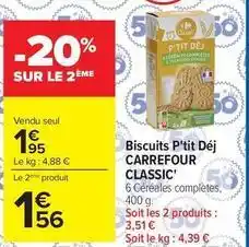 Carrefour Drive Carrefour - biscuits p'tit déj classic' offre