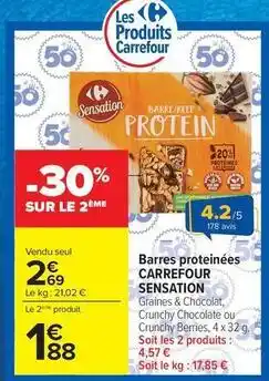 Carrefour Drive Carrefour - barres proteinées sensation offre