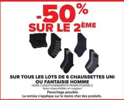 Carrefour Drive Sur tous les lots de 6 chaussettes uni ou fantaisie homme offre