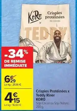 Carrefour Drive Crispies protéinées x teddy offre