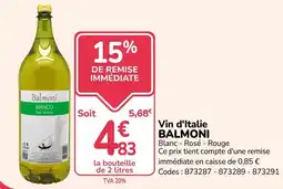 Promocash Balmoni Vin d'Italie offre