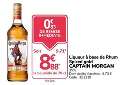 Promocash Captain Morgan Spiced gold offre
