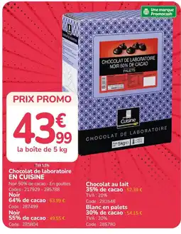 Promocash en Cuisine Chocolat de laboratoire offre