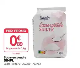 Promocash Simpl Sucre en poudre offre