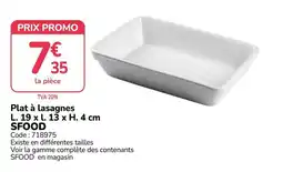 Promocash SFOOD Plat à lasagnes offre