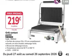 Promocash HENDI Grill contact panini offre