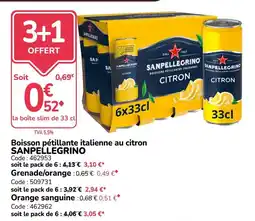 Promocash SANPELLEGRINO Boisson pétillante italienne au citron offre