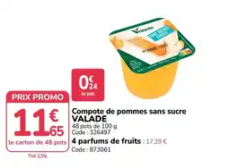 Promocash VALADE Compote de pommes sans sucre offre