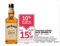 Promocash JACK DANIEL'S Tennessee HONEY offre